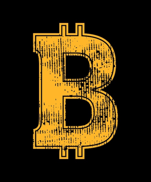Kryptowaluta śmieszne Bitcoin Letterb Tshirt Blockchain Distressed Vector Typografia Crypto Design
