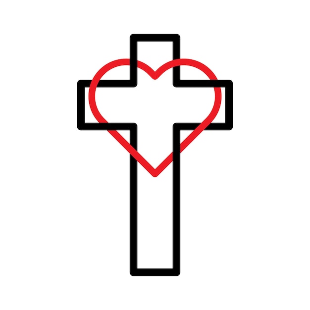 Plik wektorowy krzyż chrześcijański otaczający serce koncepcja miłości i wiary symbol religijny ilustracja wektorowa eps 10