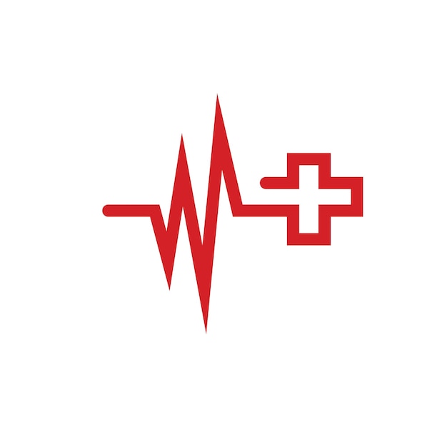 Krzyż medyczny puls linii ikona wektor ilustracja szablon projektu