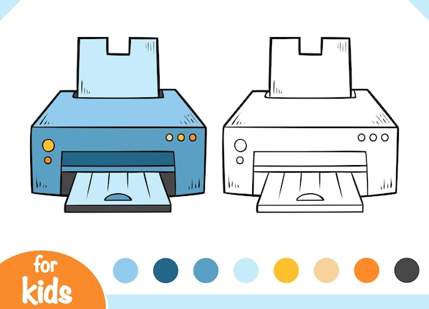 Plik wektorowy książka do malowania dla dzieci drukarka