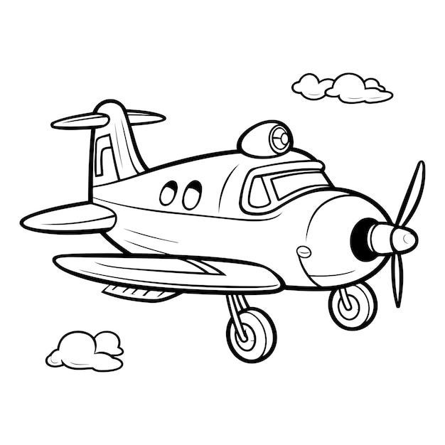 Plik wektorowy książka do malowania dla dzieci samolot w stylu kreskówki