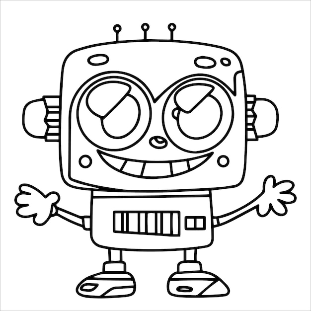 książka do malowania dla dzieci uroczy robot ilustracja wektorowa w stylu doodle
