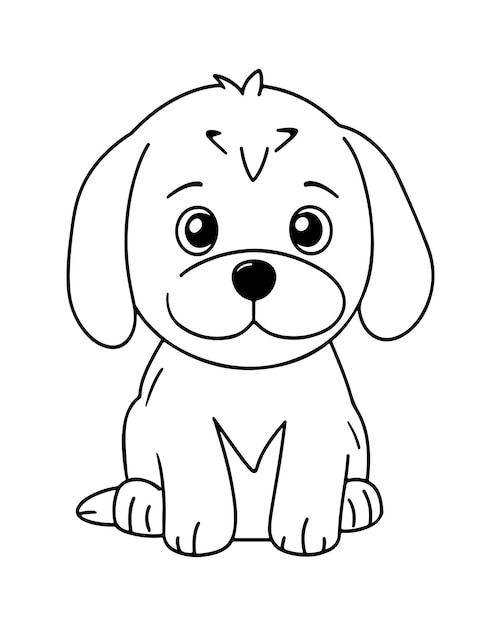 Książka Do Malowania Psów Dla Dzieci_ Wektor Psów_ Czarno-biały Pies_ Ilustracja Psa