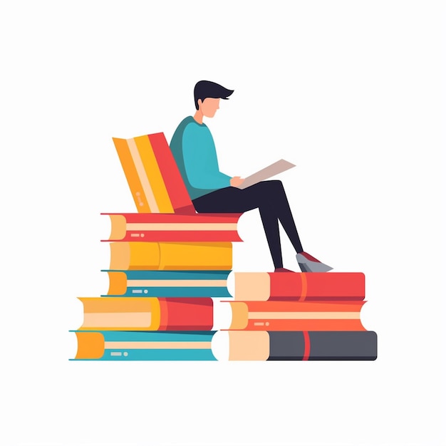 Książka edukacja ilustracja wektorowa literatura szkolna projekt studiów czytaj podręcznik c