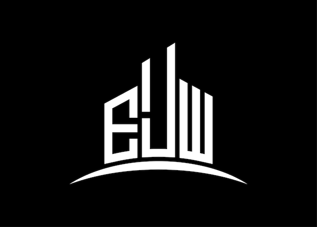 Książka EJW Wektorowy monogram budynku szablon projektu logo Kształt budynku Logo EJW