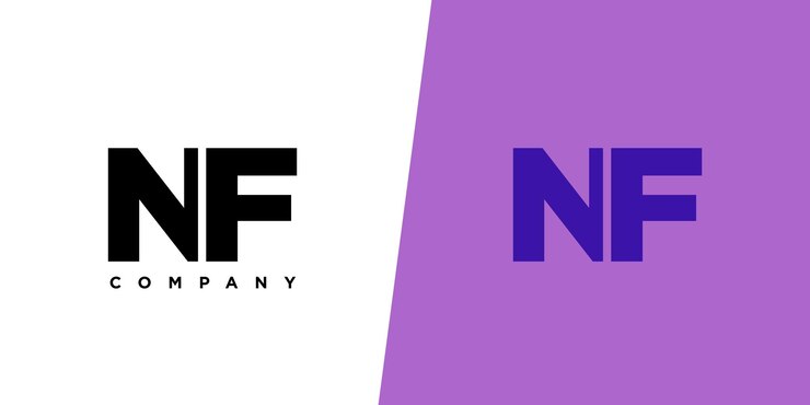 Książka N i F NF szablon projektu logo Minimalny monogram początkowy logotyp