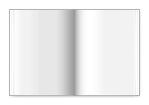 Plik wektorowy książka w twardej oprawie rozłożone widok z góry wektor makieta. otwórz gruby notatnik z pustymi stronami