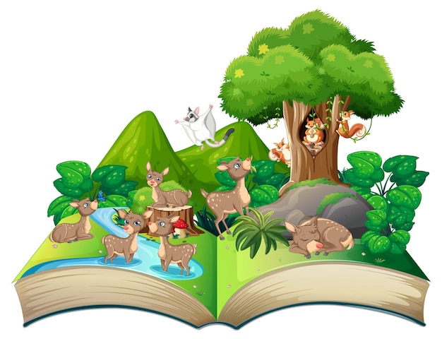 Książka Ze Sceną Zwierząt W Lesie