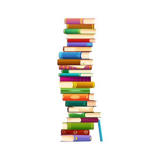 Książki stos kreskówka wektor stos literatury