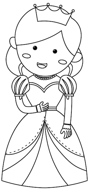 Plik wektorowy księżniczka czarno-biała postać doodle