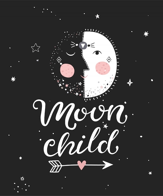 Księżyc Dziecko Monochromatyczne Plakat