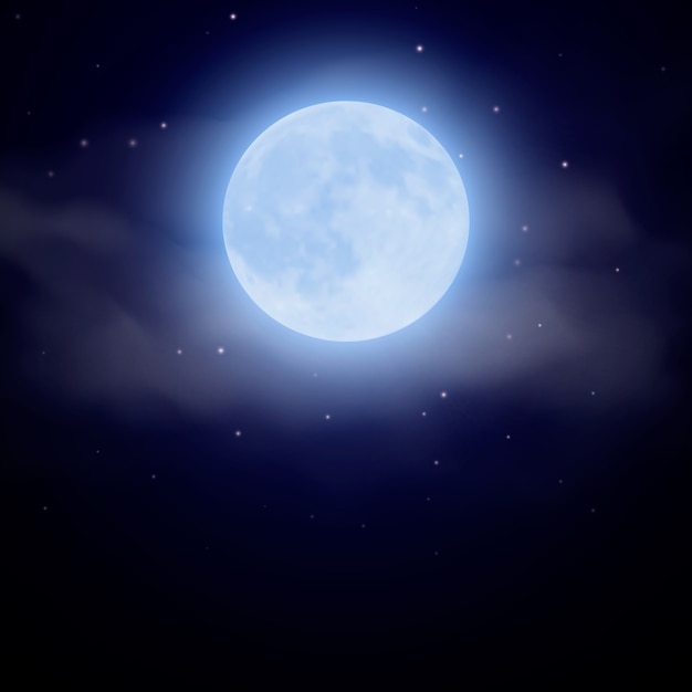 Plik wektorowy księżyc jeżeli mgła przy ciemnej nocy ilustracją