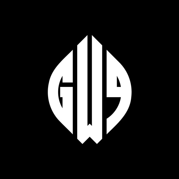 Plik wektorowy kształt okrągłego i eliptycznego logo gwq księgi elipsy gwq w stylu typograficznym trzy inicjały tworzą logo okrągłe gwq krąg emblem abstrakt monogram księga mark wektor