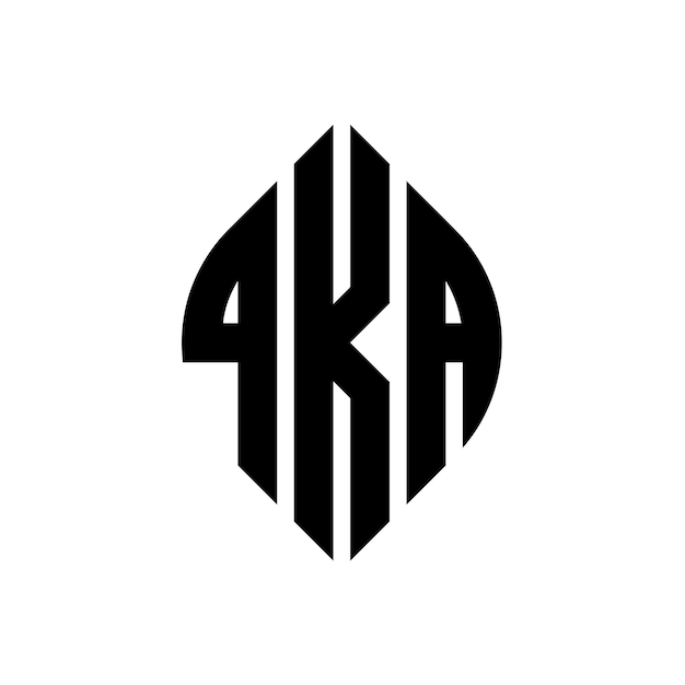Plik wektorowy kształt okrągłego i eliptycznego logo qka: trzy inicjały tworzą logo okręgu qka: okrągły emblemat, abstrakcyjny monogram, znak litery, wektor.