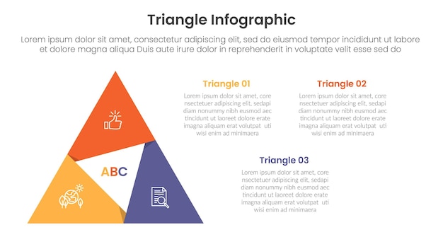 kształt podstawy trójkąta szablon infograficzny baner z kształtem trójkątu odwrócony cień z 3 punktami do prezentacji slajdów