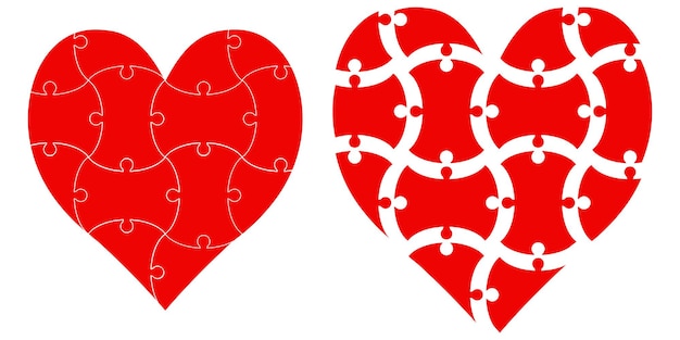 Plik wektorowy kształt serca puzzle wektor serce puzzle szablon infografiki miłość dzień walentynki