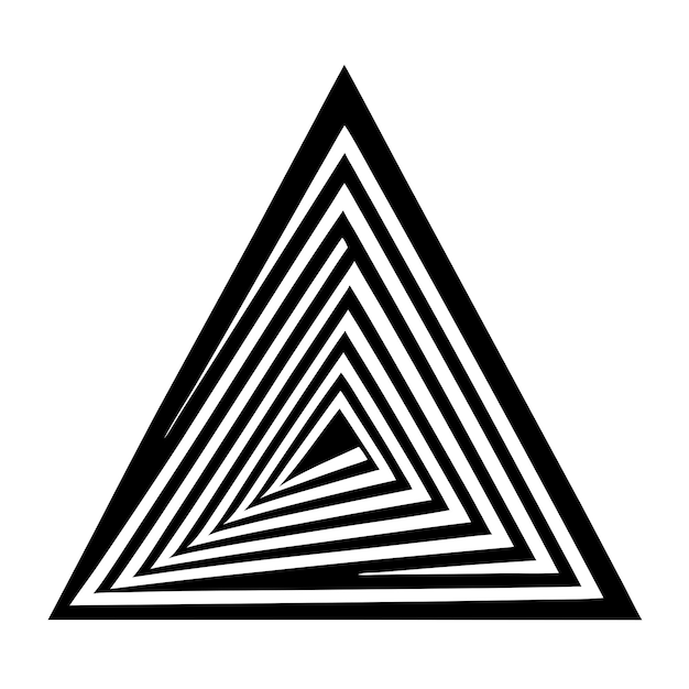 Kształt trójkąta geometrycznego z wirującymi liniami sylwetka ilustracja wektorowa
