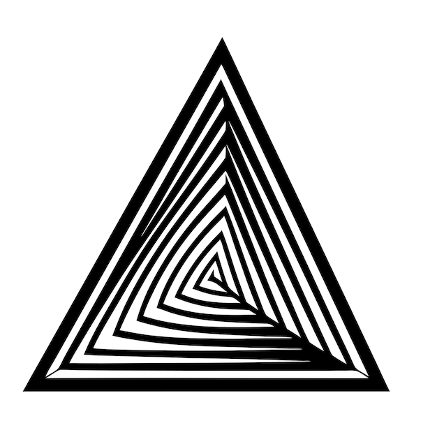 Kształt trójkąta geometrycznego z wirującymi liniami sylwetka ilustracja wektorowa