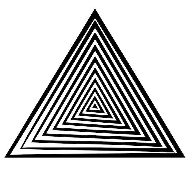 Kształt trójkąta geometrycznego z wirującymi liniami sylwetka ilustracja wektorowa