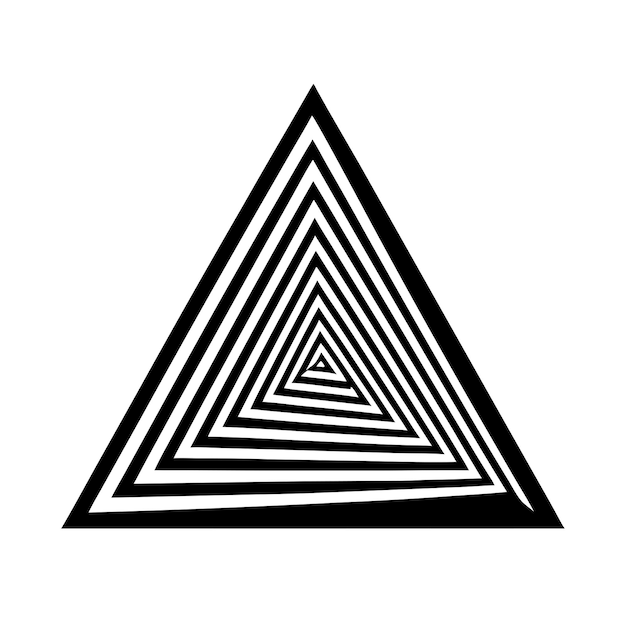 Kształt trójkąta geometrycznego z wirującymi liniami sylwetka ilustracja wektorowa