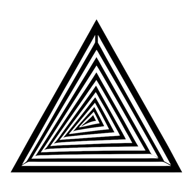 Kształt trójkąta geometrycznego z wirującymi liniami sylwetka ilustracja wektorowa