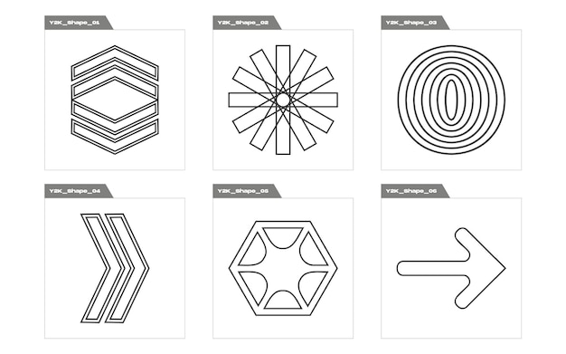 Kształty Brutalizmu Duża Kolekcja Abstrakcyjnych Graficznych Symboli Geometrycznych Obiekty W Stylu Y2k