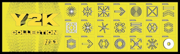 Kształty Brutalizmu Kolekcja Abstrakcyjnych Graficznych Symboli Geometrycznych Obiekty W Stylu Y2k