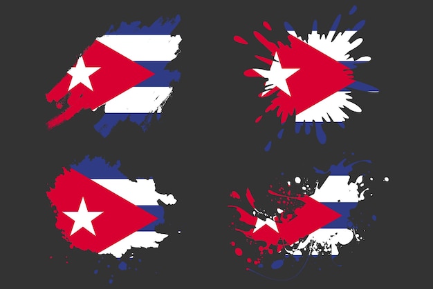 Kuba Flaga Szczotka Powitalny Wektor Zestaw Logo Kraju Aktywów Farby Grunge Ilustracja Koncepcja