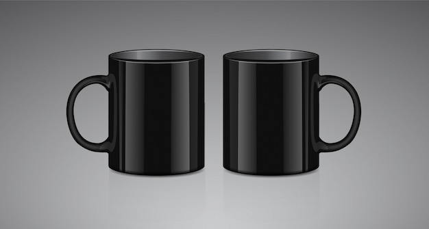 Plik wektorowy kubek czarnej herbaty. widok z boku. realistyczne wektor makiety szablon kubek