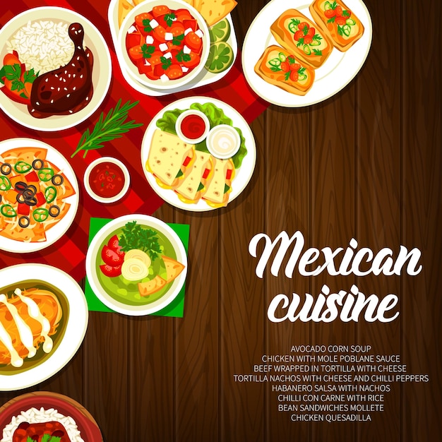 Kuchnia Meksykańska Restauracja Dania Wektor Transparent