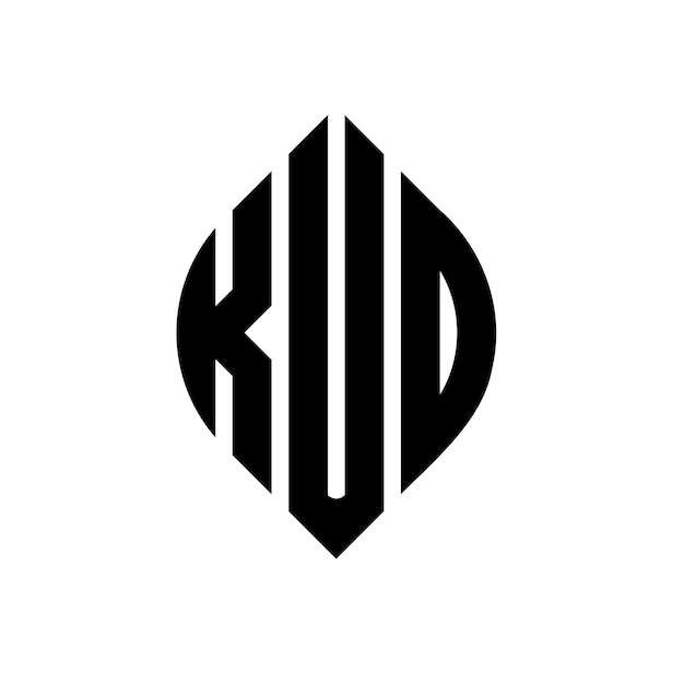 Kud Okrągłe Litery Logo Projekt Z Okręgiem I Kształtem Elipsy Kud Elipsy Litery Z Stylem Typograficznym Trzy Inicjały Tworzą Logo Okrągłego Kud Krąg Emblem Abstrakt Monogram Litery Mark Wektor