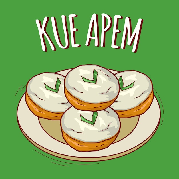 Kue Apem Ilustracja Indonezyjskie Jedzenie W Stylu Kreskówki