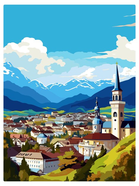 Kufstein Austria Vintage Travel Poster Souvenir Postcard Portret Malarstwo Ilustracja Wpa