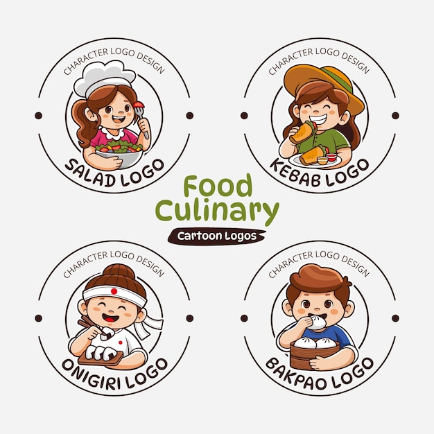 Kulinarne Jedzenie Kreskówka Logo, Logo W ładnym Stylu