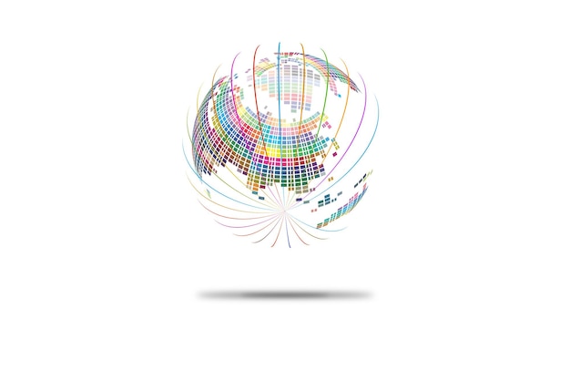 Kulista Mapa świata Złożona Z Kolorowych Kwadratów Abstrakcyjne Tło Wektor