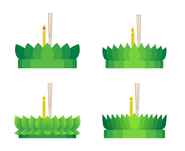 Plik wektorowy kultura festiwalu loy krathong w tajlandii krathong projekt płaski ilustracja wektorowa