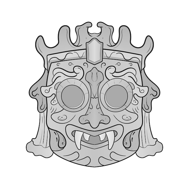 Kultura Głowa Statua Barong Lub Maska Tiki Znak Troficzny Z Polinezyjskiej Ilustracji Dobre Dla Tatuaży