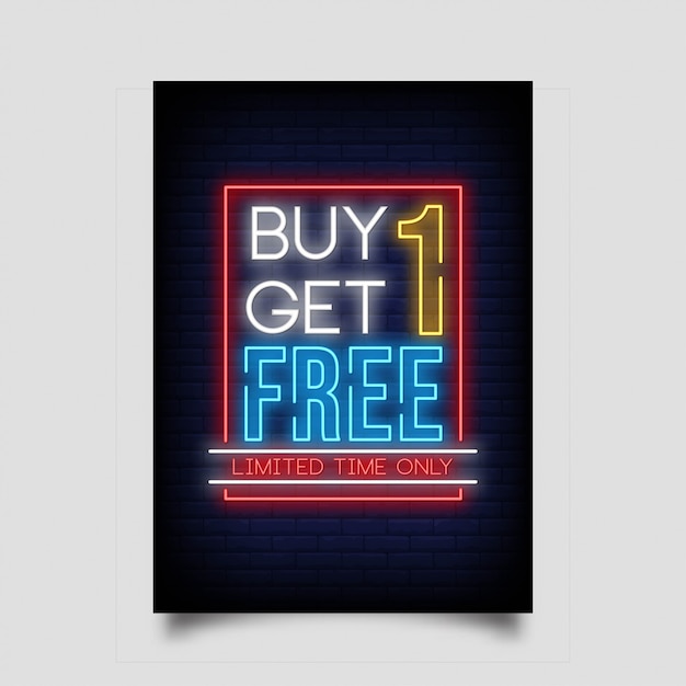 Kup One Get One Free Za Baner W Stylu Neon.