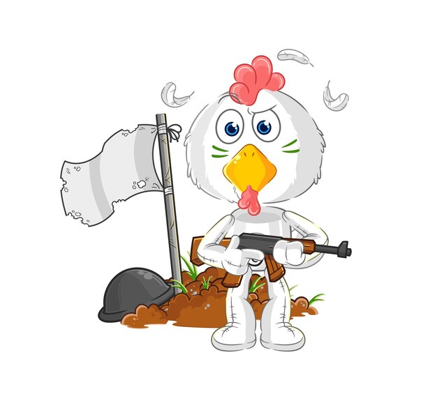 Plik wektorowy kurczak armia charakter kreskówka maskotka wektor