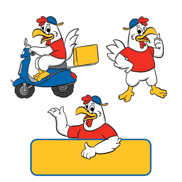 Plik wektorowy kurczak maskotka z różną pozą