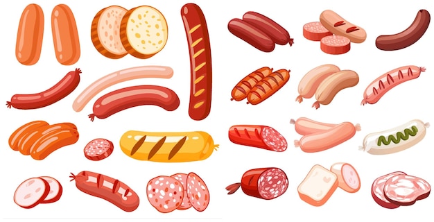 Kurczak Z Kreskówek, Wieprzowina, Kiełbaski Z Wołowiny I Kiełabaski Z Salami, Hot Dogy Z Mięsa.