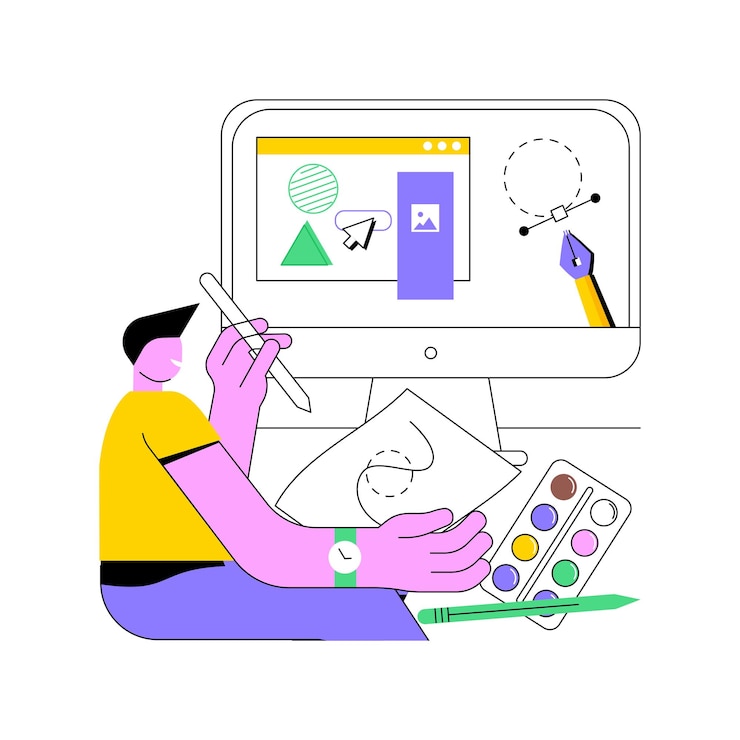 Wektor kurs projektowania graficznego izolowane ilustracje wektorowe kreskówki