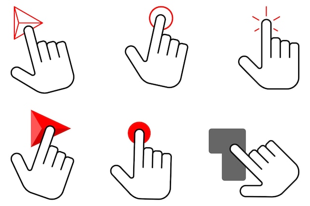 Kursor dłoni komputera kliknij ikonę symbol Ręka wskaźnik kliknięcia efekt