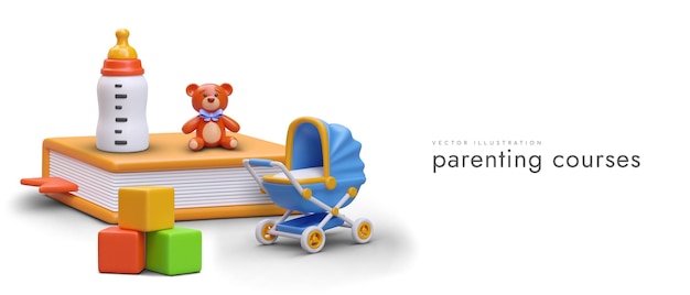 Plik wektorowy kursy rodzicielskie kursy internetowe dla młodych ojców i matek