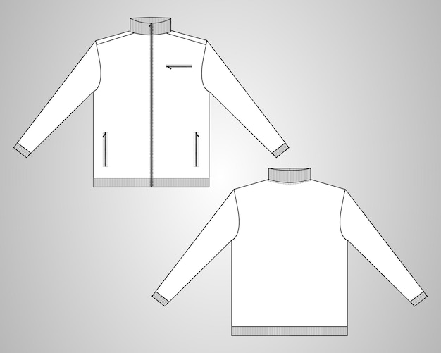 Plik wektorowy kurtka z długim rękawem moda techniczna płaski szkic wektor ilustracja szablon