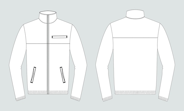 Plik wektorowy kurtka z długim rękawem rysunek techniczny moda płaski szkic wektor ilustracja szablon