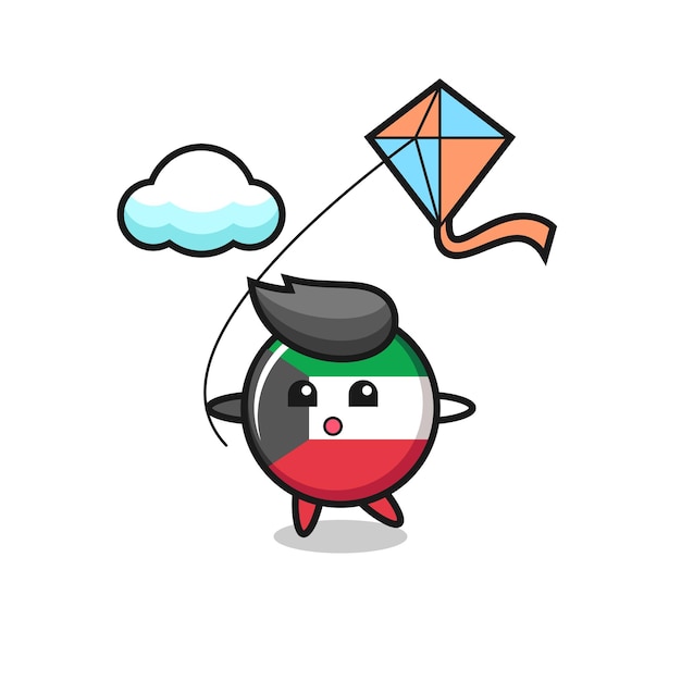 Kuwejt Flaga Odznaka Maskotka Ilustracja Gra ładny Projekt Latawca