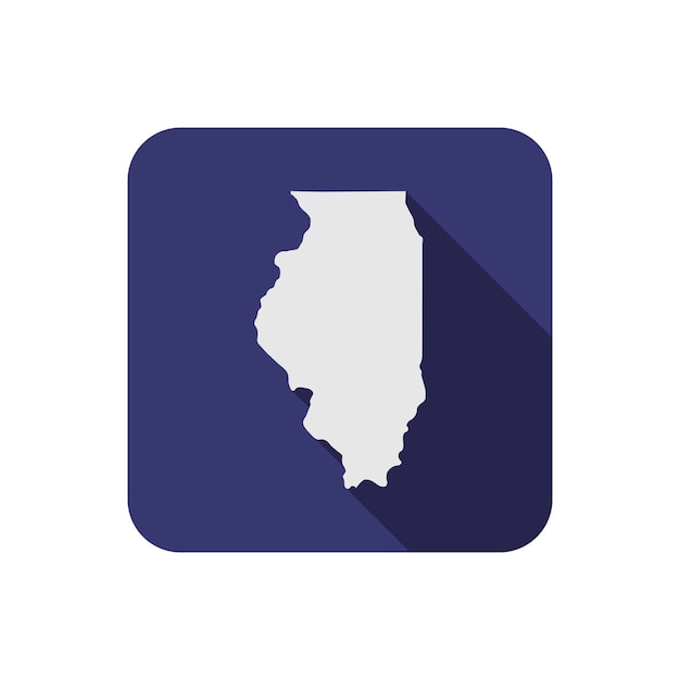 Kwadratowa Mapa Stanu Illinois Z Długim Cieniem