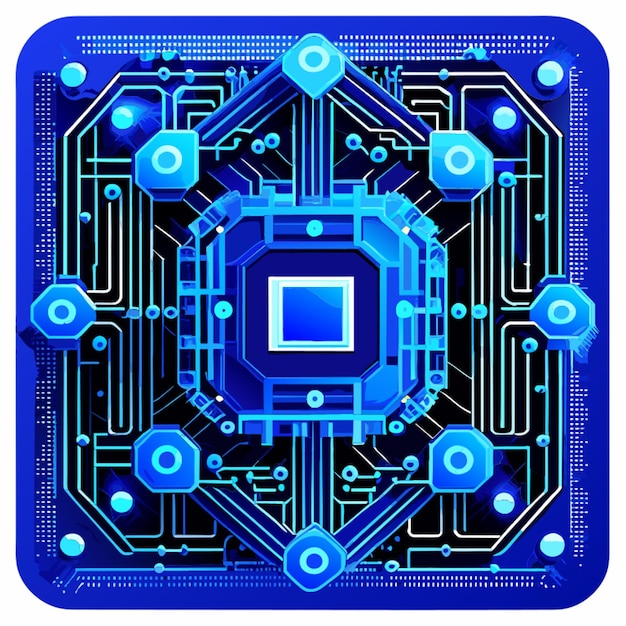 Plik wektorowy kwadratowa niebieska płyta obwodowa cyber obwód obwód cyfrowy obwód qr ilustracja wektorowa
