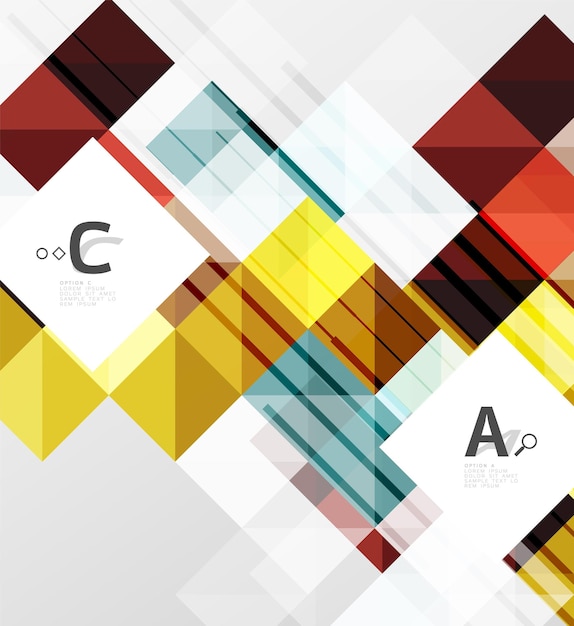 Kwadratowe elementy z infografiką i opcjami Tło szablonu wektorowego dla opcji numerowania diagramu układu przepływu pracy lub banera do projektowania stron internetowych